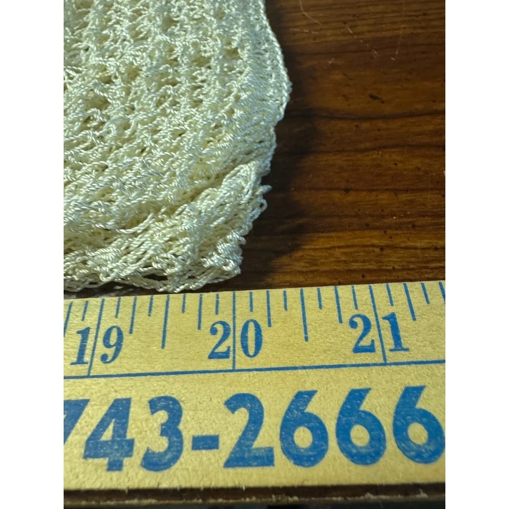 Vintage Hand Knit Open Crochet Scarf Shawl Wrap Ivory Cottage 17x80
